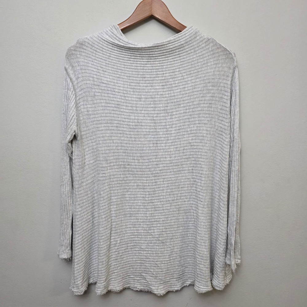 We The Free Top Womens Small Grey Ribbed Split Back Raw Hem Boho Casual‎